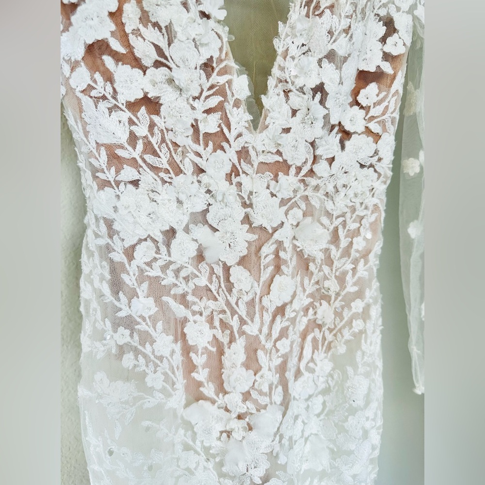 Galina Signature Embroidered Floral Illusion Bodysuit Wedding Dress - Picture 12 of 17